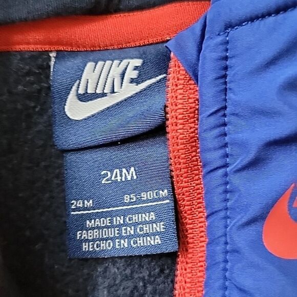NIKE BLUE HEAVYWEIGHT ZIP HOODIE, SIZE 24 MONTHS - Picture 4 of 6